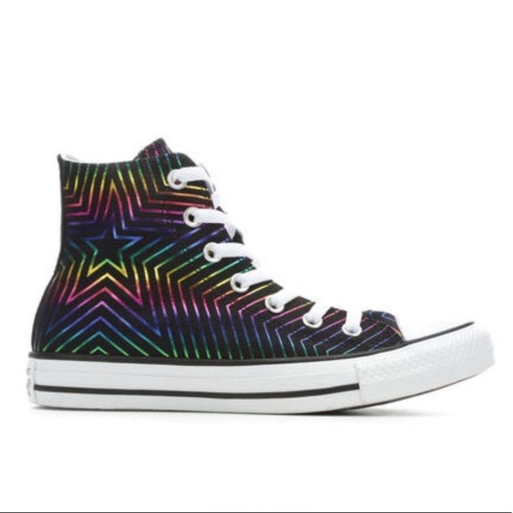 CONVERSE Black with Rainbow Stars Chuck Taylor All Stars Sneakers